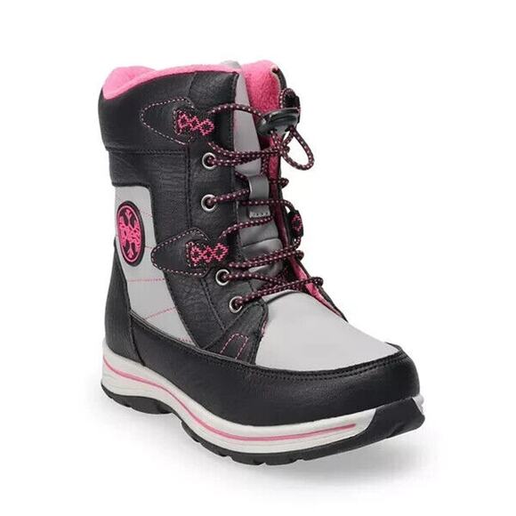 NEW W/ BOX Totes ThermoLite Black / Pink / Gray Winter Boots Size Girls 13 M $59 - Picture 1 of 6